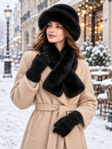 Winter plush warm hat, scarf, and gloves set for outdoor use by HSF Marketplace