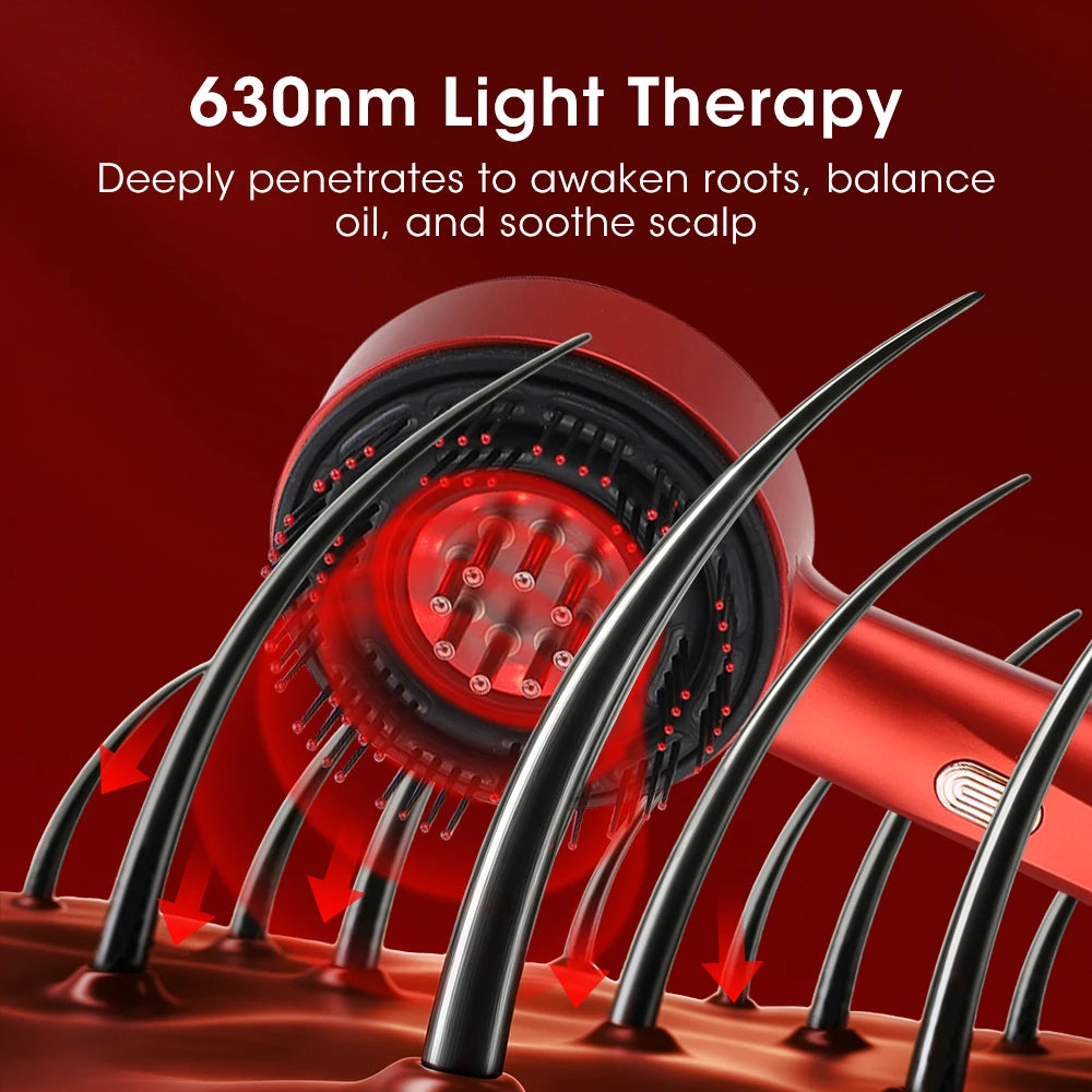 Upgrated Electric Head Massage Vibration Comb Red Light 3 Mode Hair Growth Care Massage Scalp Brush Anti Hair Loss Liquid Oil Applicator
