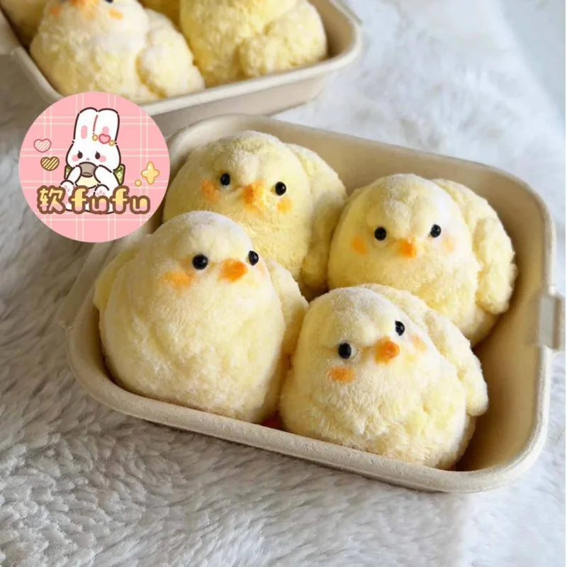Super Soft Fuzzy Plush Chicken Squeeze Toy Slow Rebound Sticky Hamster Figurine Anti-Anxiety Sensory Fidget Decompression Gift for Teen Girl Boy Office