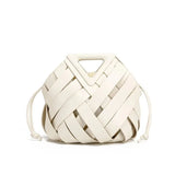 Trendy vegan leather woven tote bag for women, top handle purse with crossbody strap, fashionable shoulder handbag by HSF Marketplace