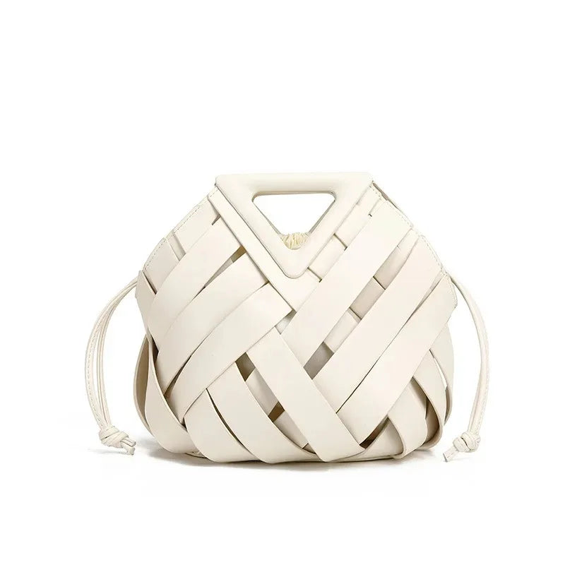 Trendy vegan leather woven tote bag for women, top handle purse with crossbody strap, fashionable shoulder handbag by HSF Marketplace