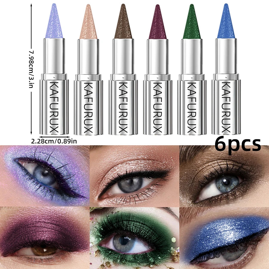 6-piece metallic brown and blue waterproof eyeshadow pen glitter sticks for smoky eye makeup by HSF Marketplace