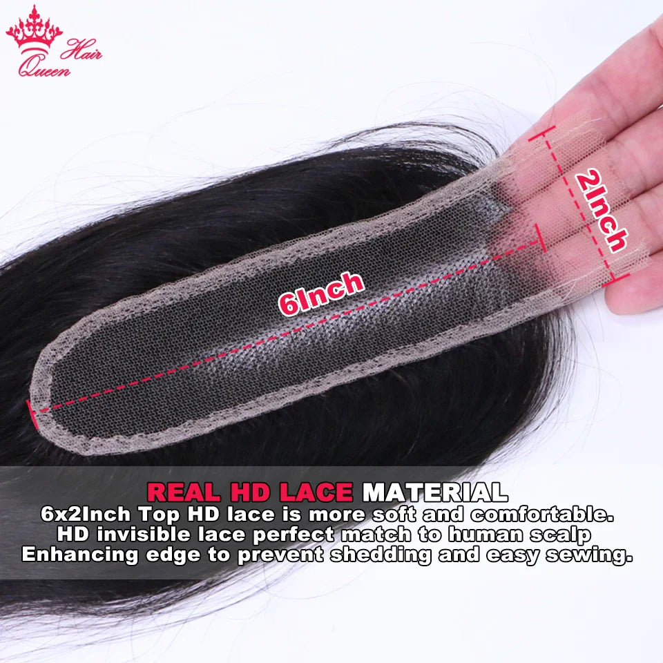 Brazilian virgin human hair bundles with HD lace closure, straight style, from HSF Marketplace, showing bundles and closure lay flat.