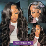 250 Density 46 Inch Body Wave 100% Human Hair 13x6 13x4 HD Transparent Lace Frontal Wig Pre Plucked Natural 360 Full Front Wigs