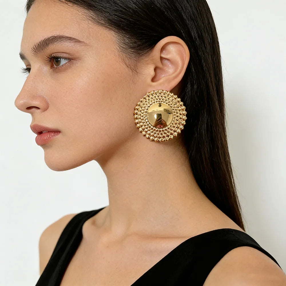 Elegant gold-plated hoop earrings for women by HSF Marketplace, shown in a classic wedding-ready design