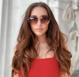 Oversized butterfly sunglasses for women with UV400 protection, trendy clear lenses, HSF Marketplace driving eyewear.