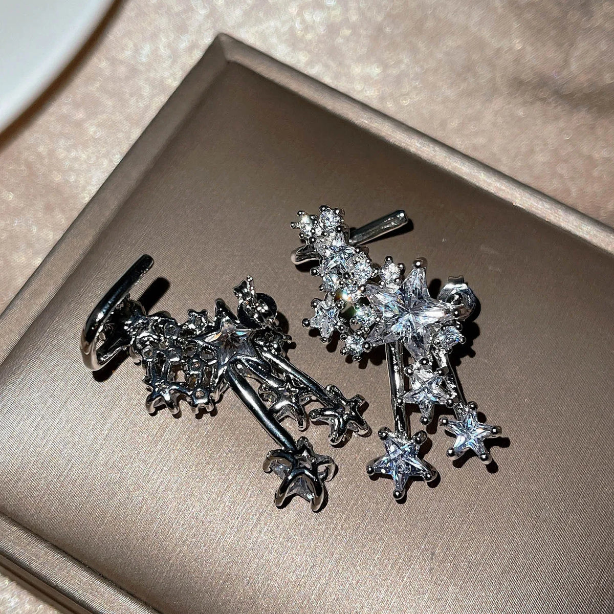 Shiny Star 925 silver needle earrings with AAA zircon for women, HSF Marketplace jewelry
