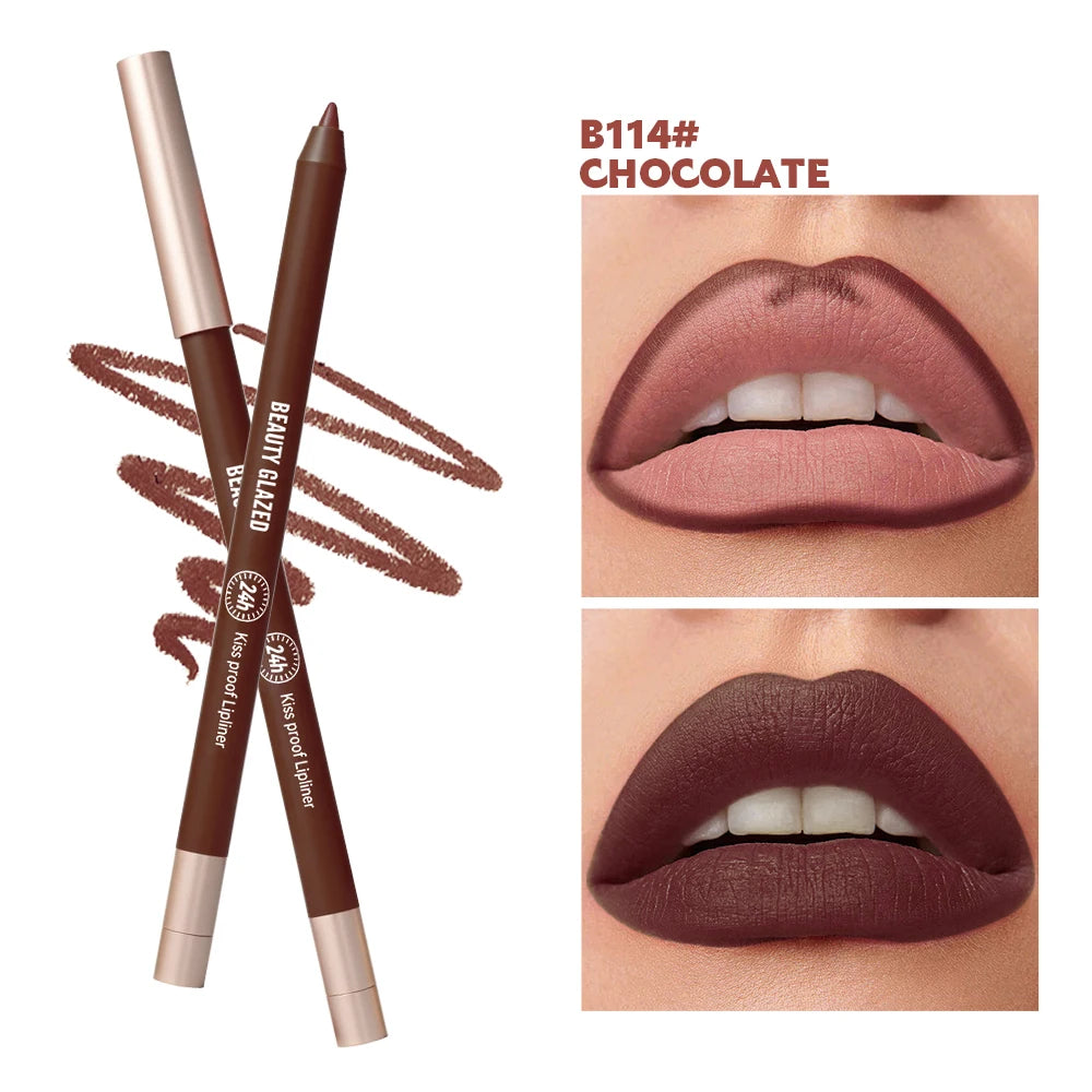Set of 8 colorful matte velvet lip liner pencils by HSF Marketplace, long-lasting, waterproof, and non-sticky for precise lip definition.
