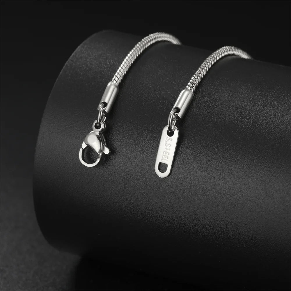 Stainless steel round snake chain necklace by HSF Marketplace for unisex fashion