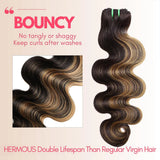 Highlight Human Hair Bundles with Closure Body Wave Ultra Thick F1B/27 Honey Blonde Ombre Raw Hair Bundles with 4x4 Lace Closure