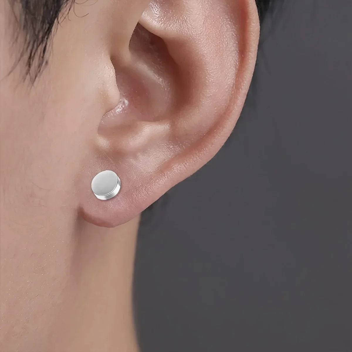 Crystal strong magnetic ear stud clip earrings, round zircon non-piercing punk jewelry for men and women