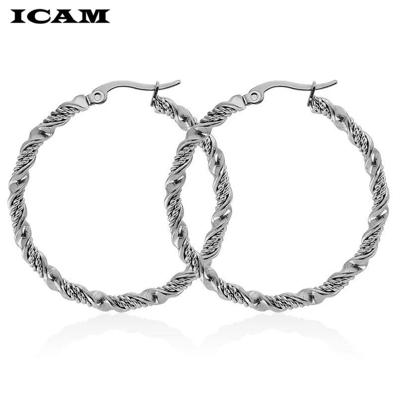 Stainless steel hoop earrings set for women, nickel-free design by HSF Marketplace