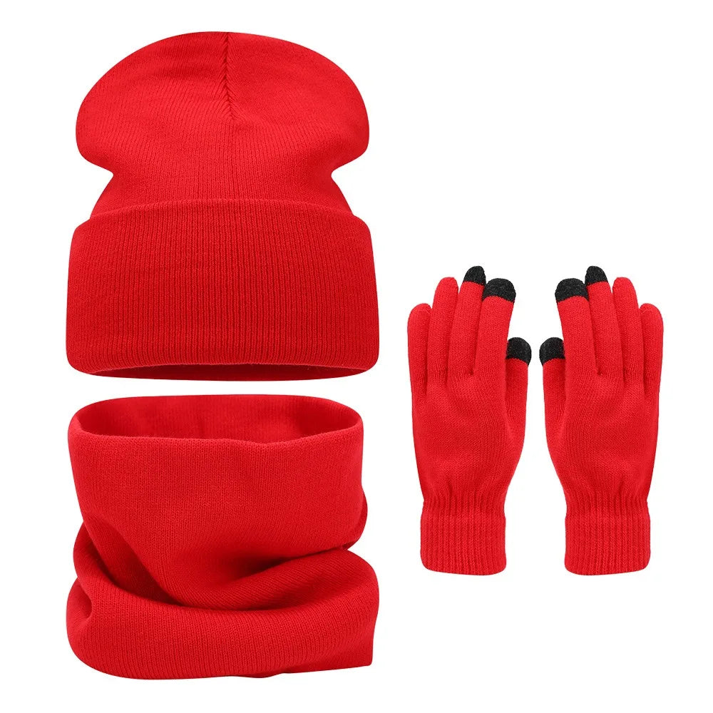 Warm knit beanie, scarf and gloves set for men and women by HSF Marketplace
