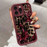 Pink lily and leopard print HSF Marketplace iPhone case with stylish protective design