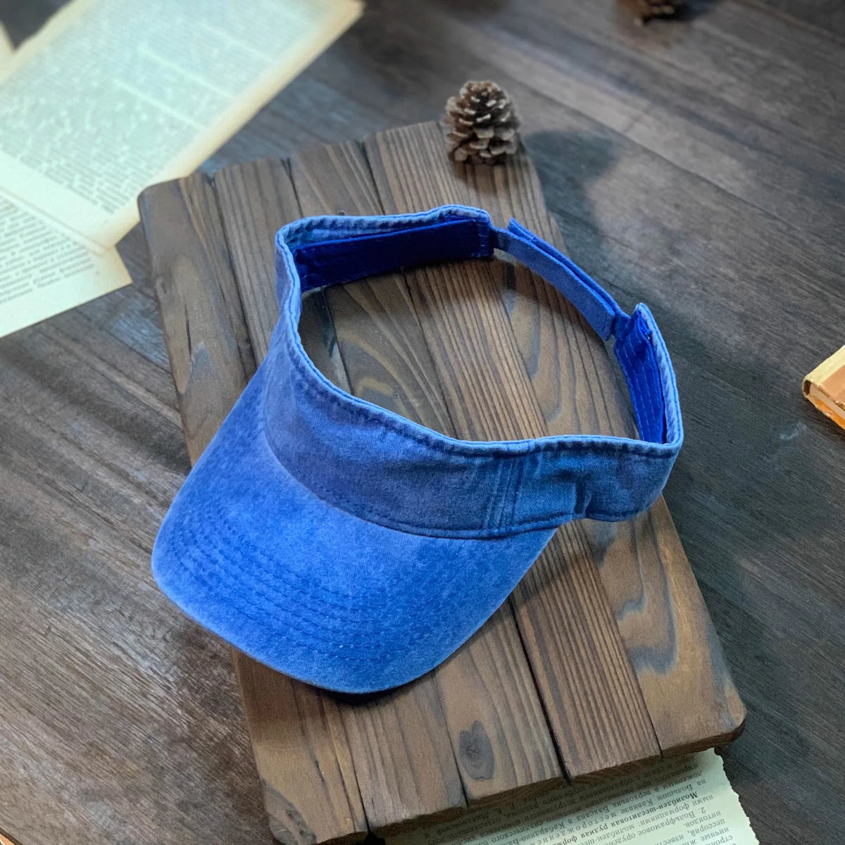 Women's washed cotton summer sun visor hat, solid color empty-top cap for beach, travel, golf and UV protection