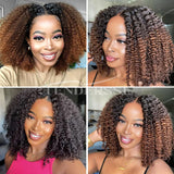 10A Mongolian Afro Kinky Curly Human Hair 2/3 Bundles with 4x4 Lace Closure 100% Unprocessed Virgin Kinky Curly Human Hair Weave
