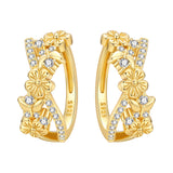 925 sterling silver 18K gold-plated cherry blossom butterfly hoop earrings for women