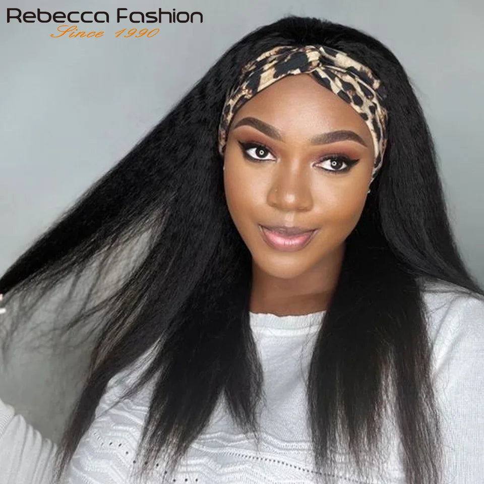 Kinky straight 22-inch human hair headband wig by HSF Marketplace
