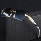 Rimless small square sunglasses for men and women, classic frameless summer travel shades