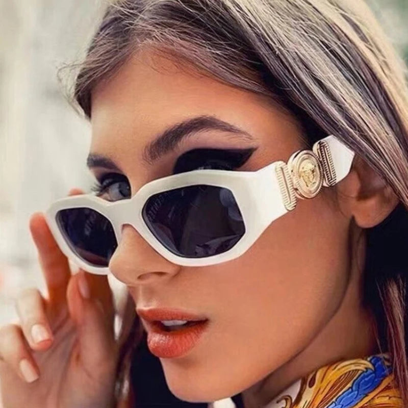 Vintage square luxury sunglasses by HSF Marketplace with rectangular frames, suitable for men and women, stylish sun shades.