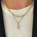 Women's geometric zircon pendant necklace by HSF Marketplace for daily wear
