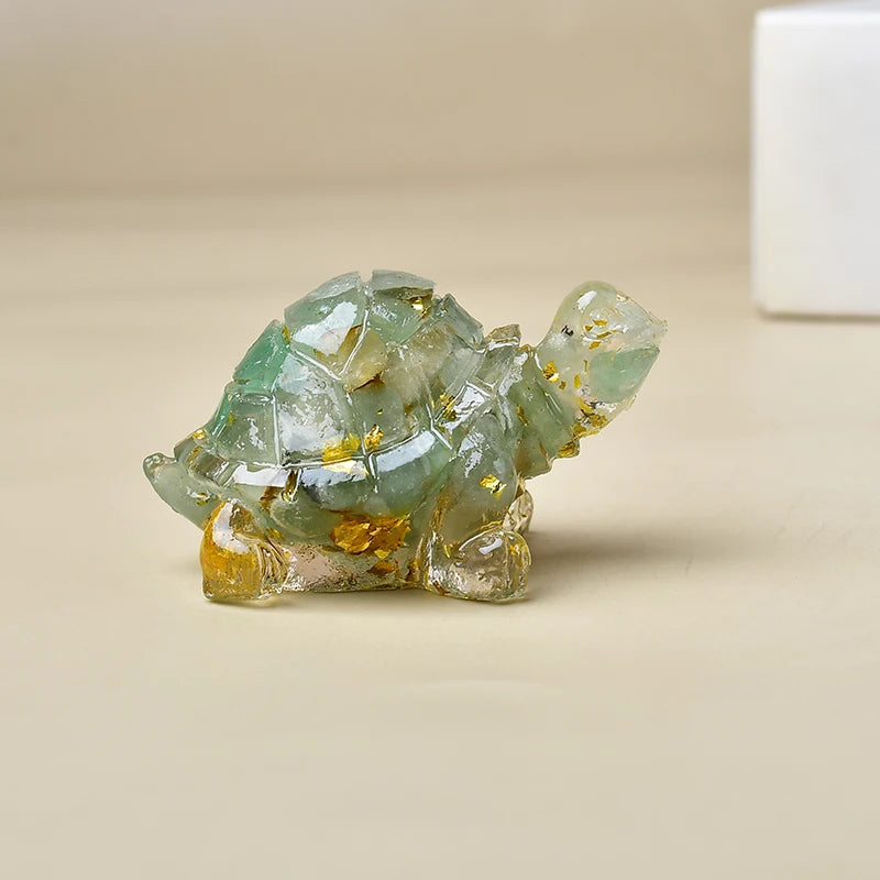 Natural Crystal Turtle, Composed of Crystal Fragments and Resin, Is an Ideal Gift for Home Decoration.
