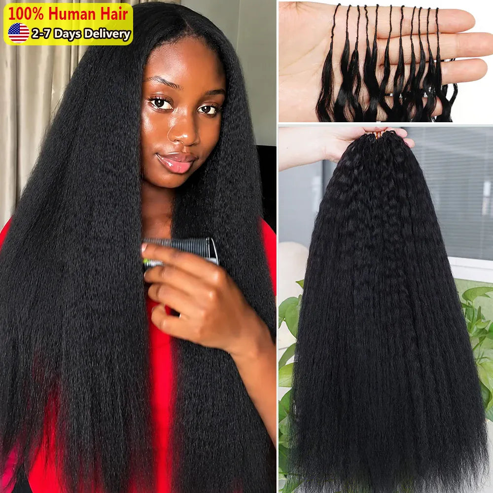 12A Kinky Straight Crochet Human Hair Bundles Miracle Knots Crochet Hair Human Hair Crochet Braids 16-26 Inch Burmese Curly Feather Crochet Human Hair Extension Pre Separated Knotless Reusable Crochet Human Hair For Black Wom