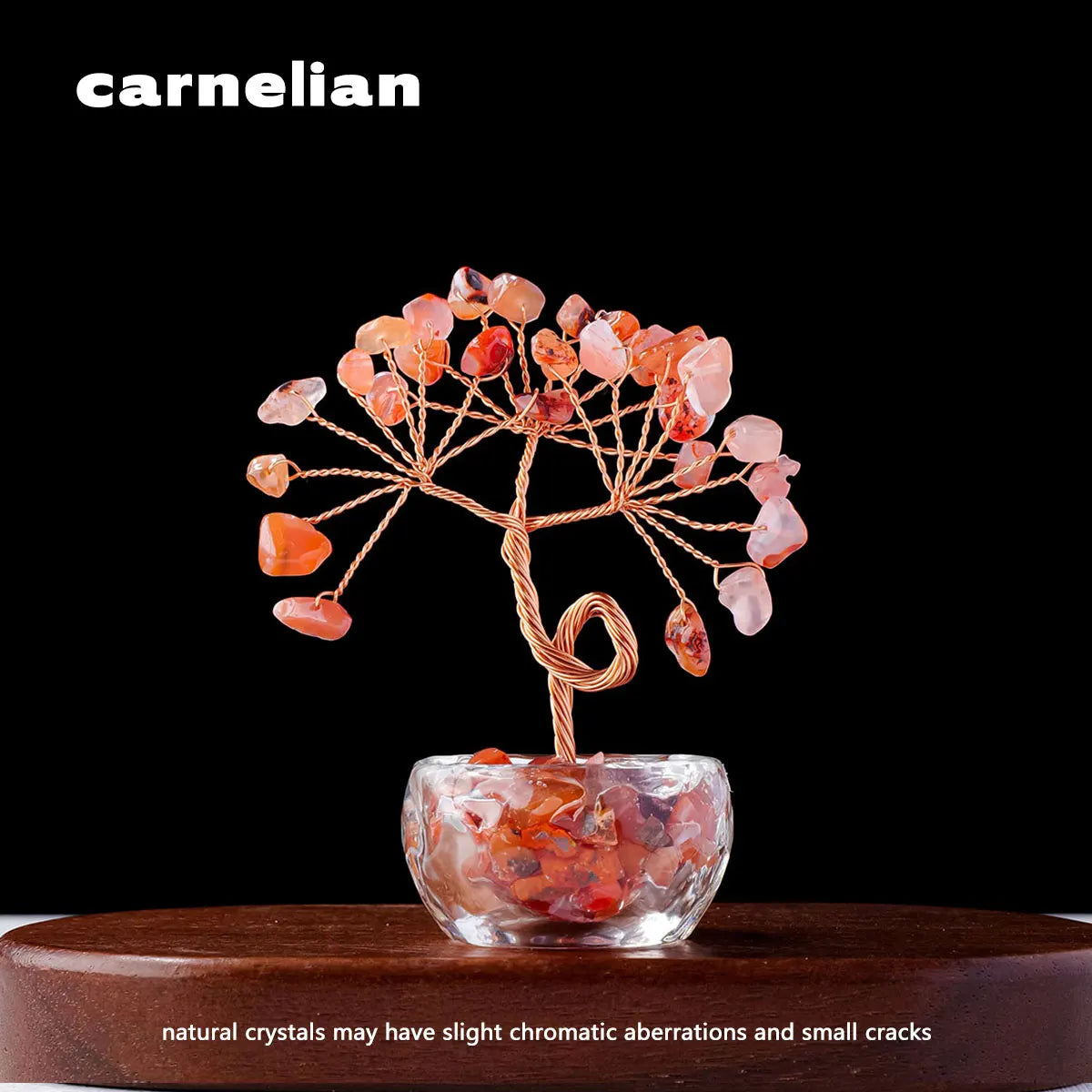 1pc Natural Crystal Lucky Tree Ornament Glass Treasure Pot Base Home Desktop Decoration Crafts Holiday Gift