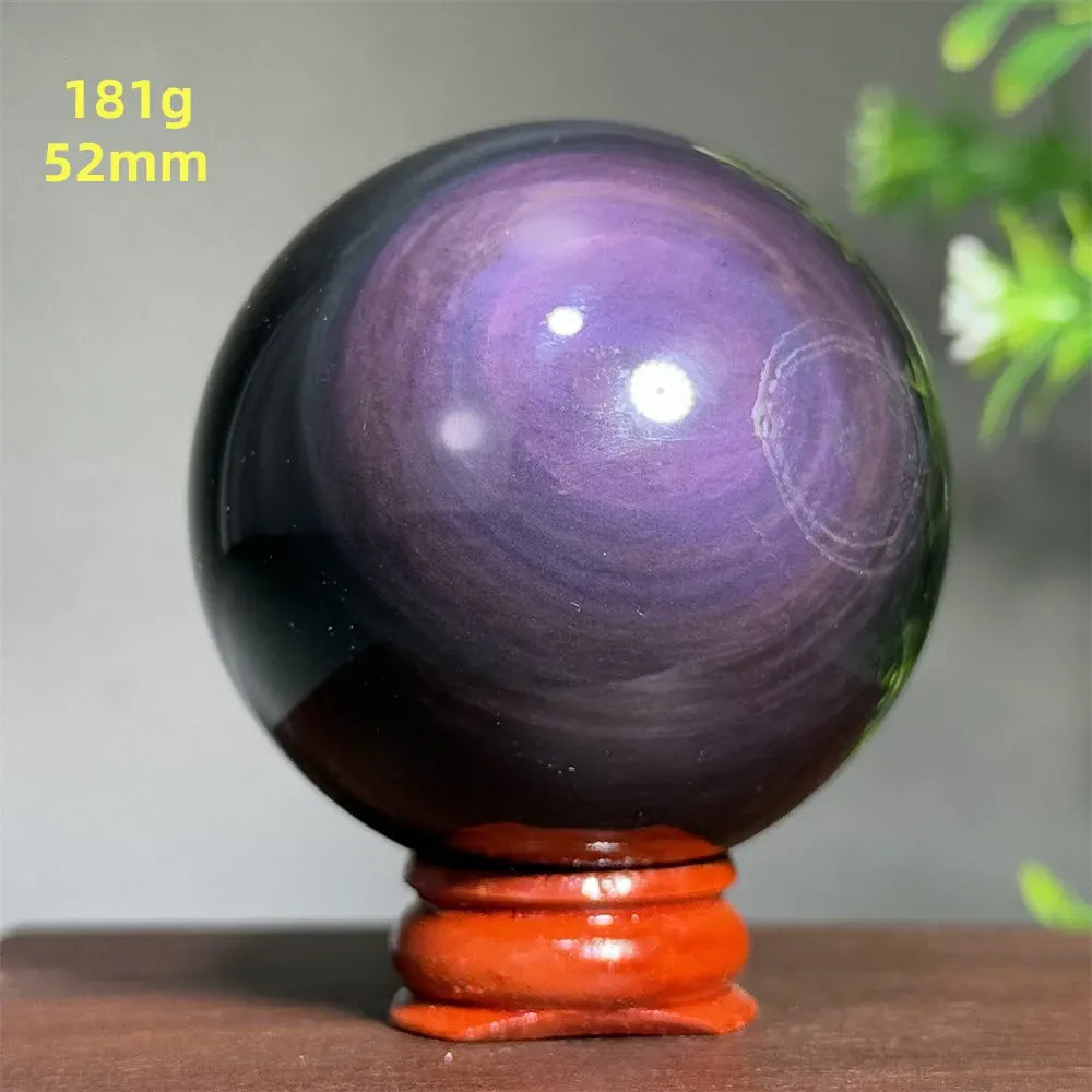 Natural Gem Rainbow Obsidian Mineral Crystal Ball Reiki Therapy Witchcraft Meditation Altar Divination Home Decoration Gift
