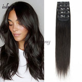 HSF Marketplace clip-in real human hair extensions, 5-piece pack with mini clips, Remy hair, 12–18 inch lengths