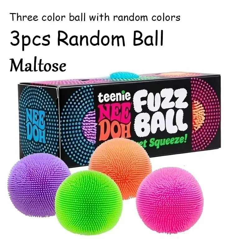 2026 New Model NeeDoh Fuzz Ball Wonder Waves Sensory Squeeze Toy Textured Stress Relief Fidget Ball for Adults Toy