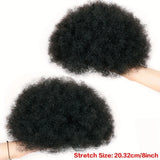 8-inch Brazilian human hair kinky curly drawstring ponytail bun extension for women