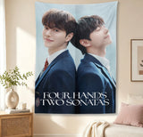 Four Hands Two Sonatas Kdrama tapestry for home decor, featuring Korean drama-inspired artwork by HSF Marketplace