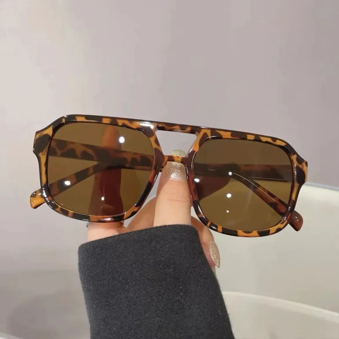 Square big frame sunglasses for men and women by HSF Marketplace, lightweight black and yellow UV-protective sun glasses.