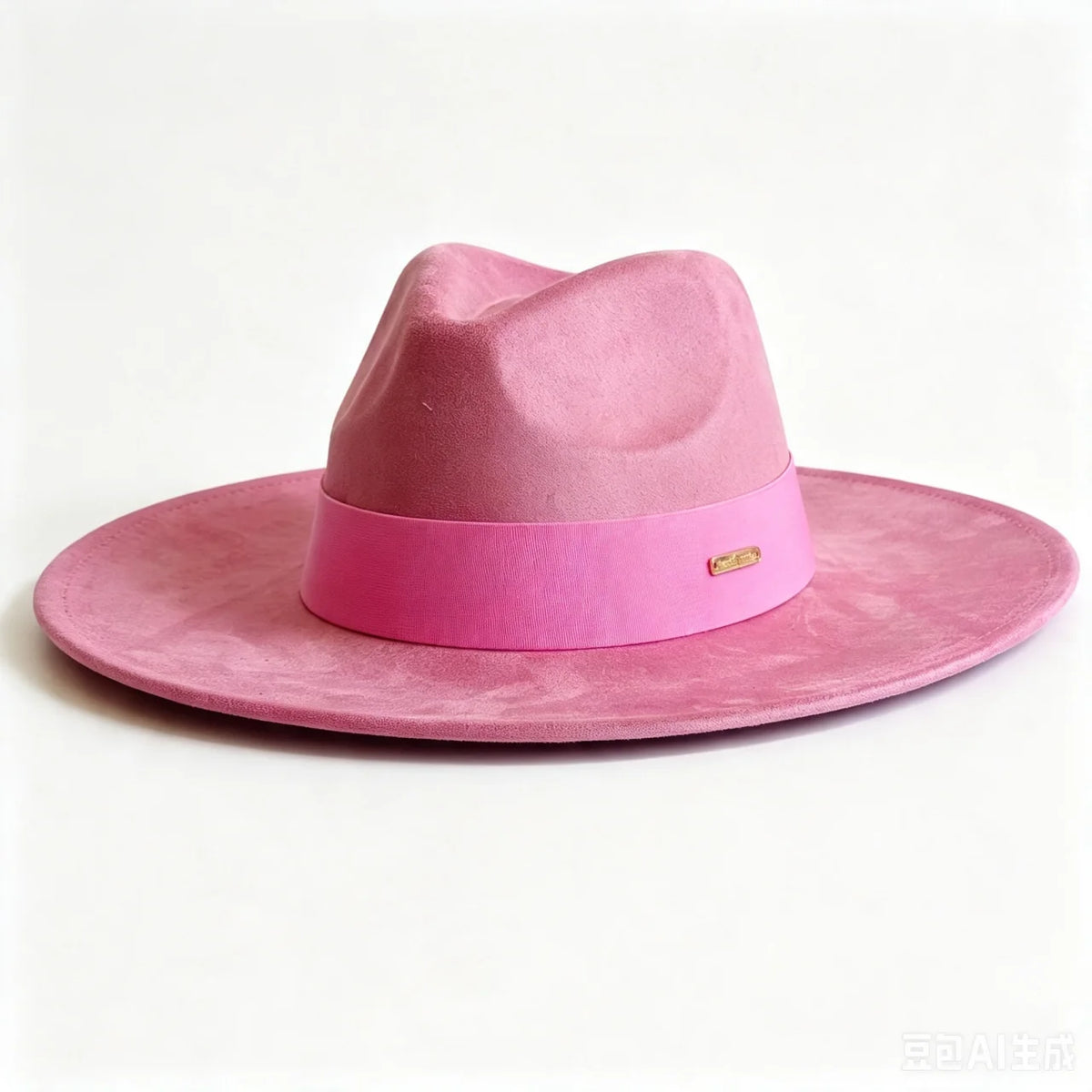 Women's wide-brim suede fedora hat by HSF Marketplace, classic autumn winter felt style in neutral tone