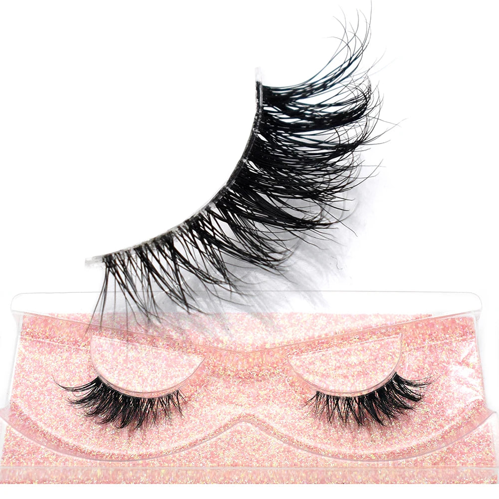 3D Mink Half Eye Lashes Natural Lightweight Short Fake Eyelashes Soft Fluffy Clear Band Strip Mink Lashes Extension