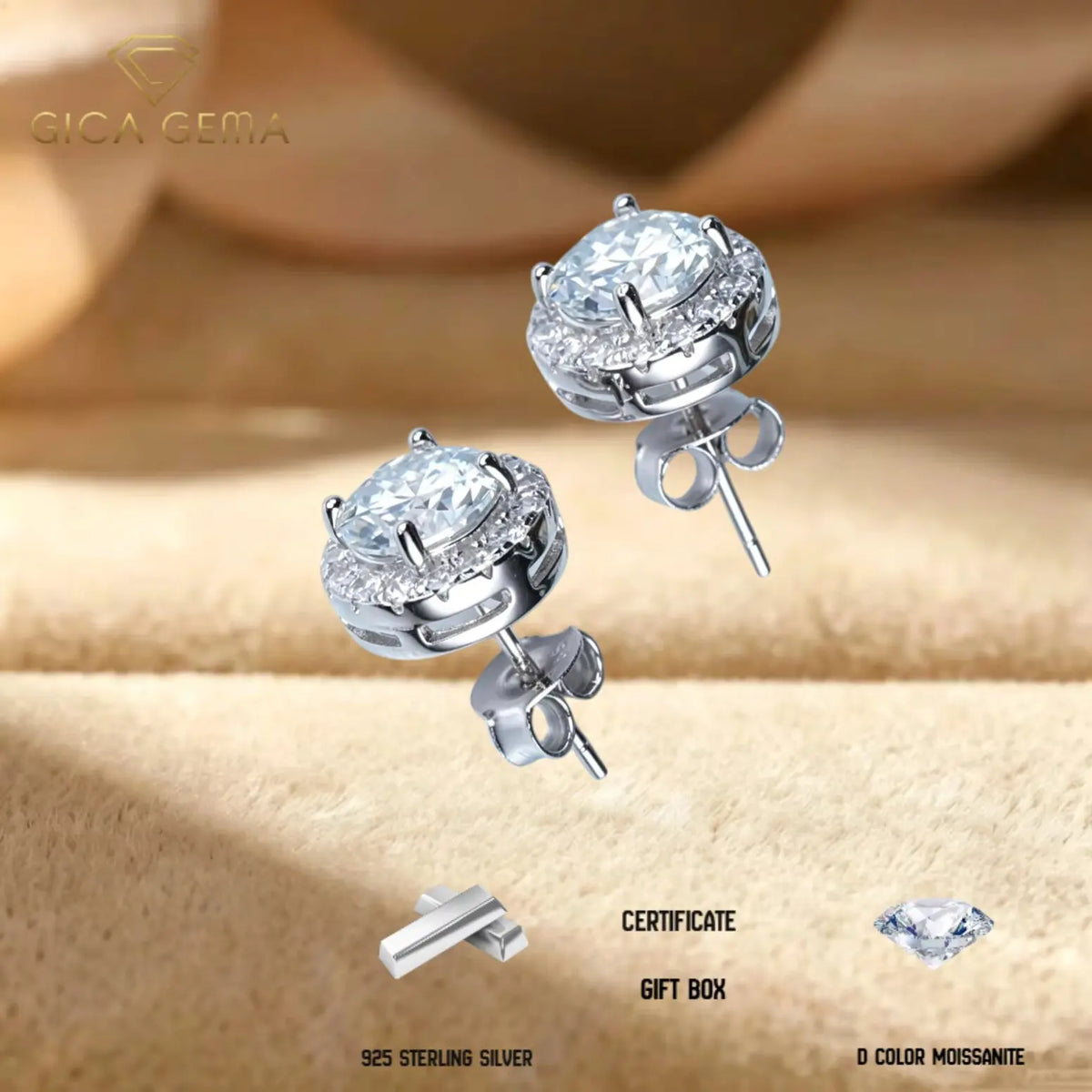 1ct D VVS1 multicolor moissanite S925 earrings, retro women’s jewelry for weddings and parties