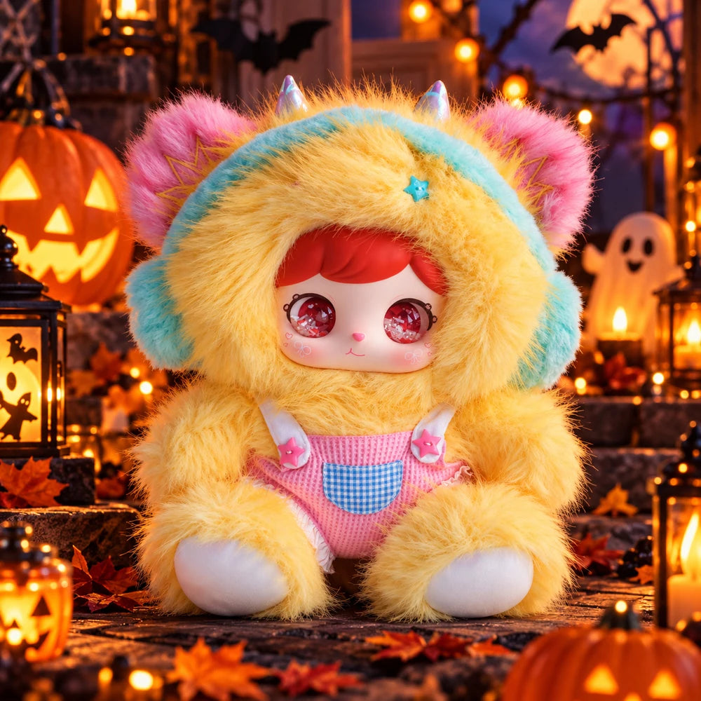 HSF Marketplace Halloween gothic bunny plush doll from a kawaii collectible mystery blind box, soft fluffy character figure