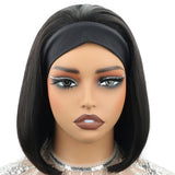 HSF Marketplace 220% human hair bob headband wig, short straight half wig for women