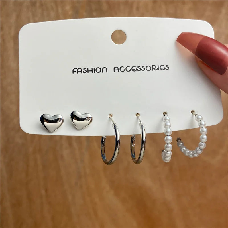 Trendy vintage gold stud earrings set for women by HSF Marketplace