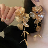 Golden vintage butterfly flower pendant earrings for wedding party jewelry, HSF Marketplace