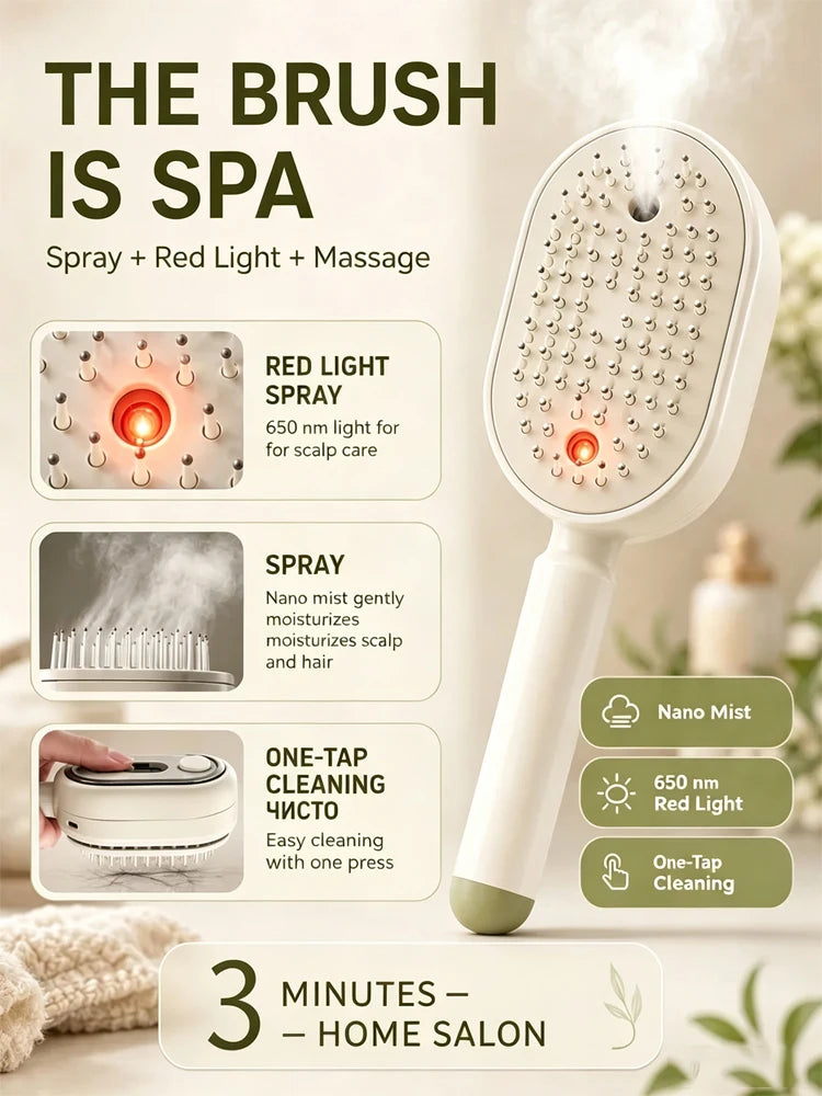 Anti-Tangle, Smoothing, Scalp Massage, Wet & Dry Use Hair Brush Electric Spray Air Cushion Massage Hair Brush