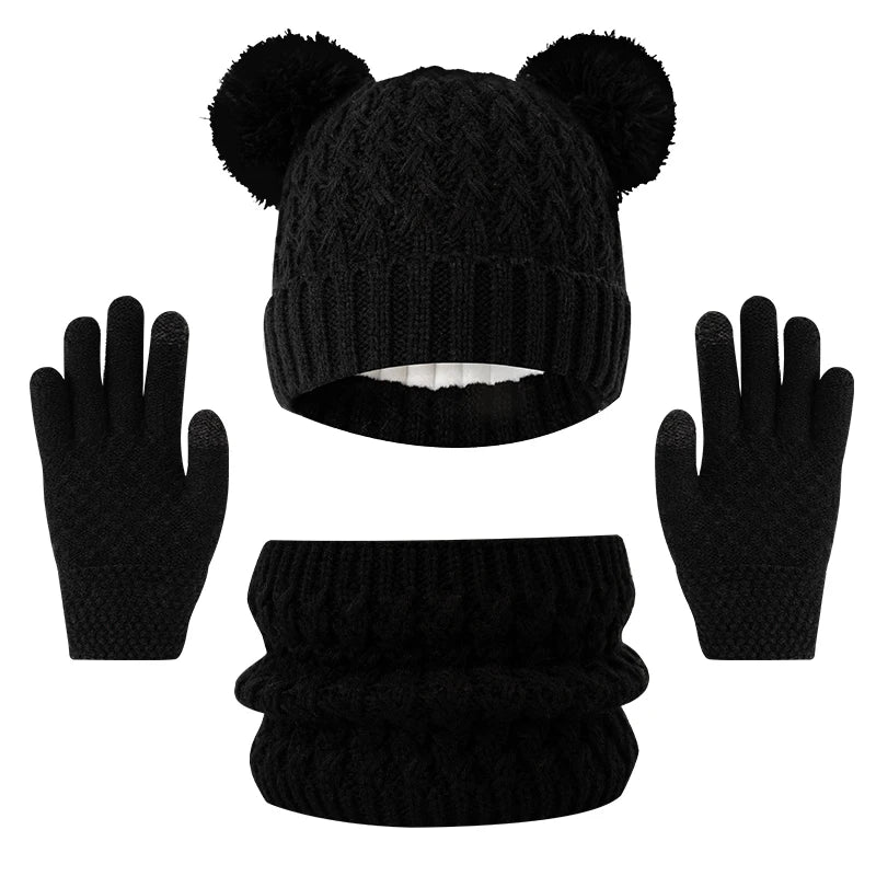 Children's winter hat, scarf, and glove set with snowflake design by HSF Marketplace