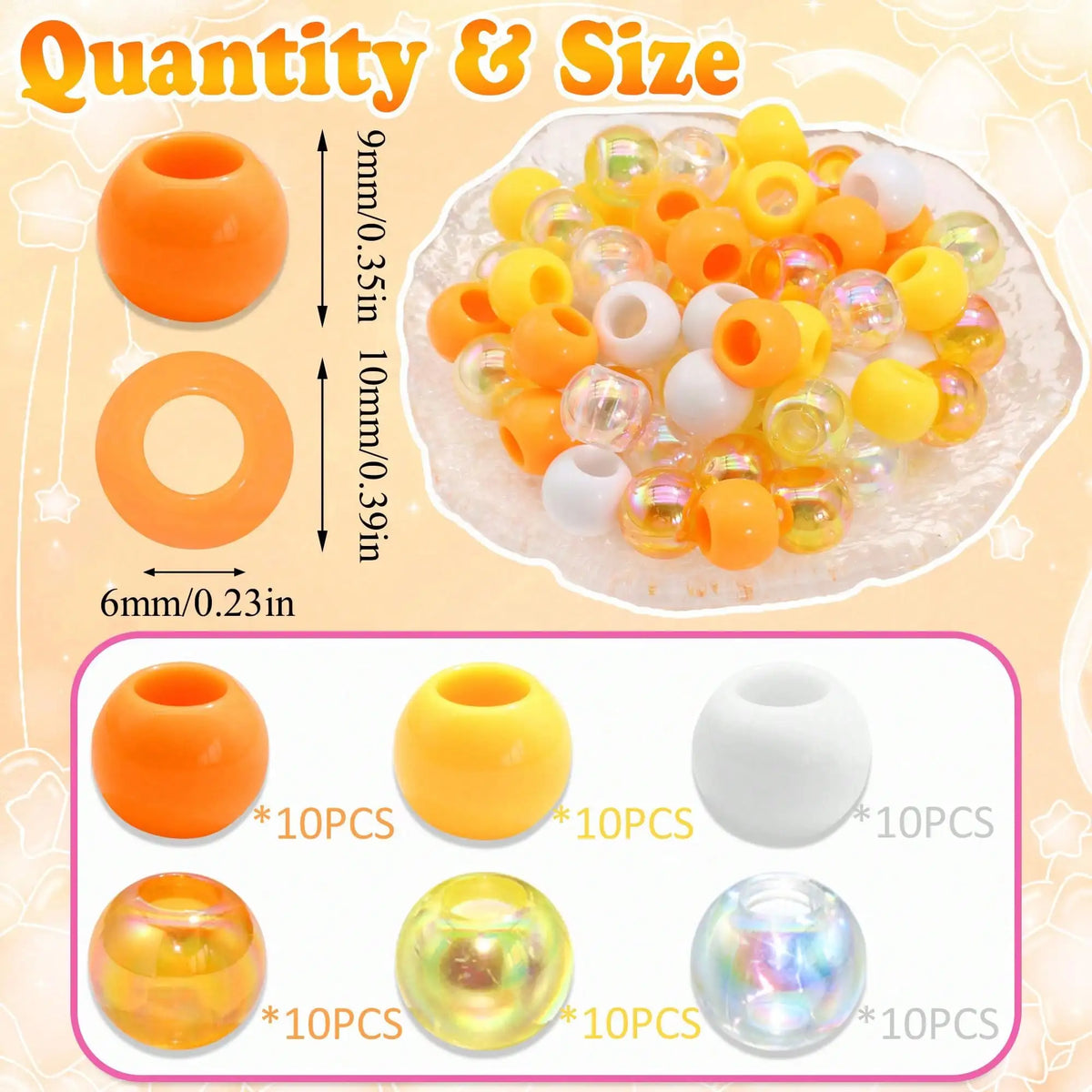 60pcs Colorful Versatile Hair Beads for Braids - Durable Accessory for Hair Styling