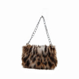 Luxury leopard print underarm handbag from HSF Marketplace with soft chain shoulder strap and large capacity purse for women.