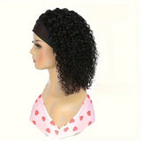 200% density natural black deep curly human hair headband wig by HSF Marketplace