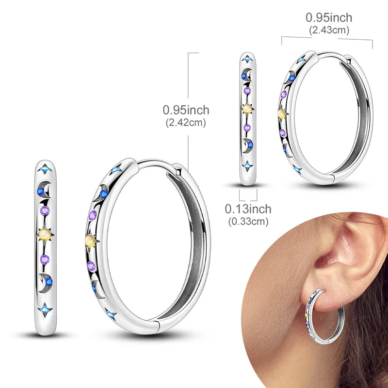 925 sterling silver hoop earrings with zirconia accents, hypoallergenic fashion jewelry for women and girls