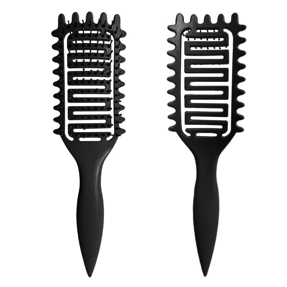 Hollow boar bristle curl defining styling brush by HSF Marketplace for detangling and shaping curly hair.