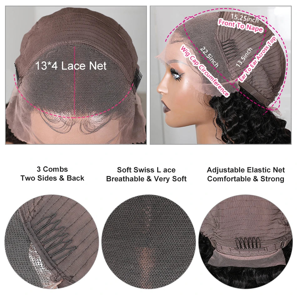 Kinky straight 13x4 pre-plucked lace frontal human hair wig with comfort fit by HSF Marketplace