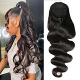 Deep wave curly drawstring ponytail extensions with clip-in attachment for Black women, natural human hairWinvalid